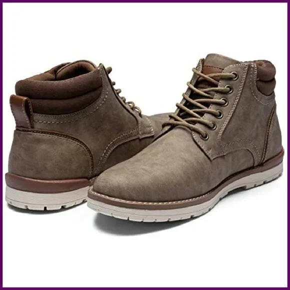 Men's Hiking Boots Premium Faux Leather Anti-Slip Sole Size 8-15